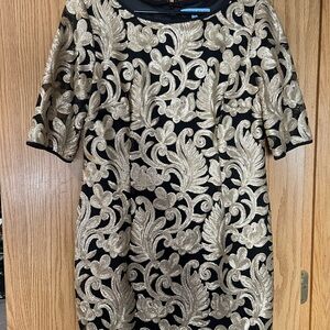 ANTONIO MELANI Black and Gold Patterned sequins Dress